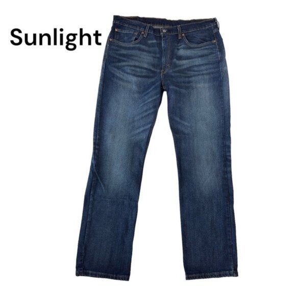 Levi's 514 Regular Fit Jeans SZ 38X 32- Blue Medium Wiscker Wash Denim Straight - Picture 1 of 11